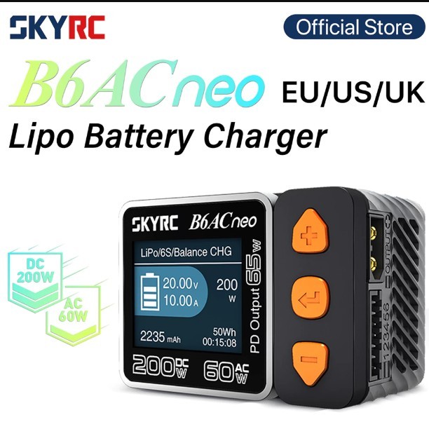 🎉ของแท้ ส่งจากไทย🎉 SKYRC B6ACneo ที่ชาร์จแบตเตอรี่อัจฉริยะ D AC 60W 10A LiPo LiFe LiIon LiHV NiMH Ni