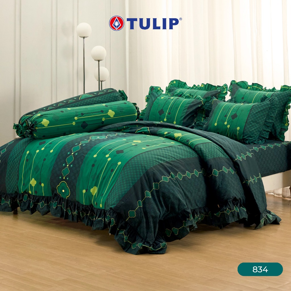 TULIP Cotton Mix พิมพ์ลาย 834 ชุดผ้าปูที่นอน ผ้าห่ม ผ้านวม พิมพ์ลายกราฟิกสวยงาม เนื้อผ้าหนาแน่น