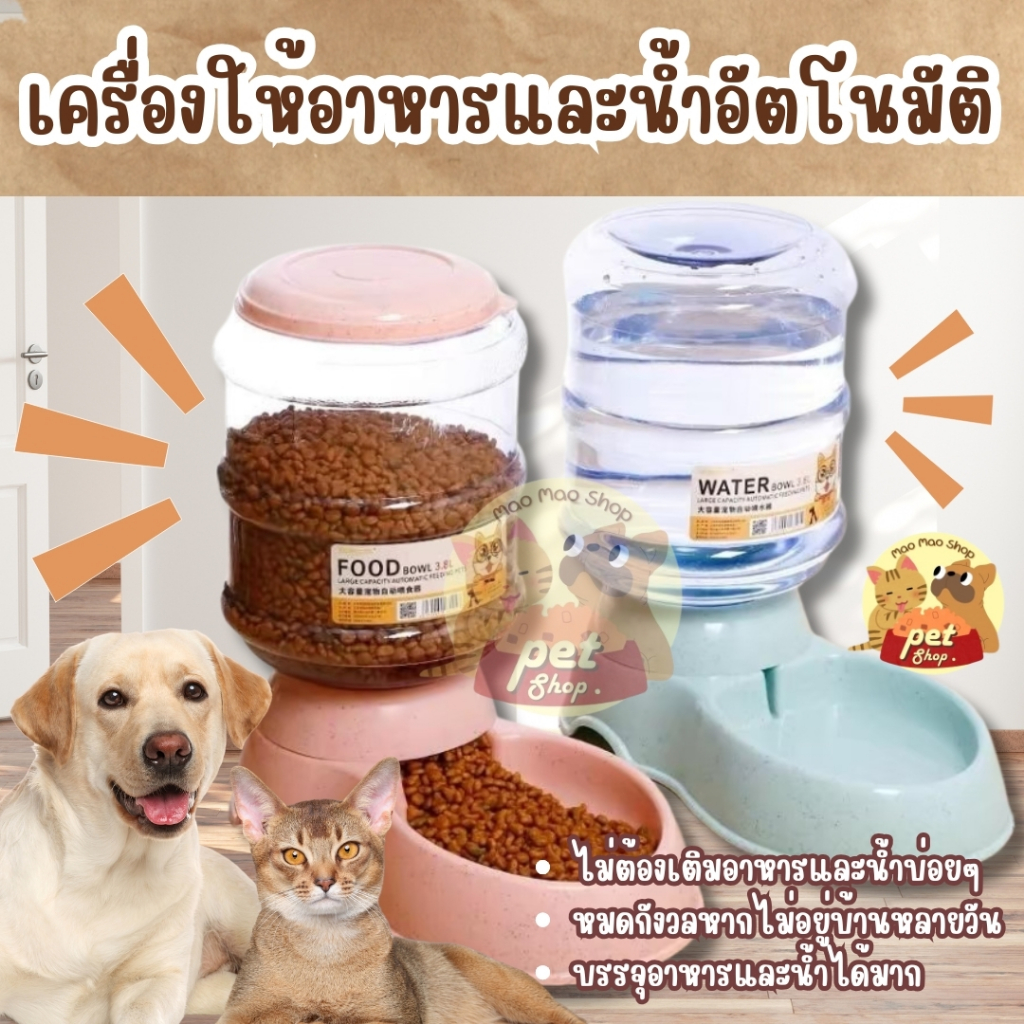 เครื่องให้อาหารแมวอัตโนมัติ ที่ให้อาหารอัตโนมัติ เครื่องให้น้ำให้อาหารสุนัขอัตโนมัติขนาดใหญ่ 3.8 ลิตร พร้อมส่งในไทย