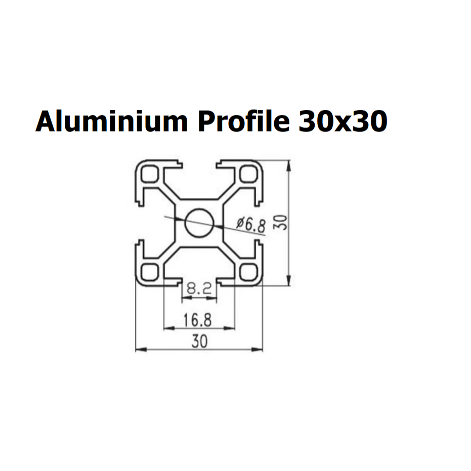 อลูมิเนียมโปรไฟล์ 30x30, Aluminium Profile 30x30 (ความยาว 1เมตร ขึ้นไป)