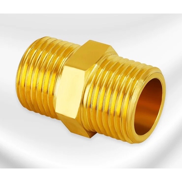 นิปเปิ้ลทองเหลือง เกลียวประปา ขนาด 1/8''-1'' (Brass Nipple BSPT)
