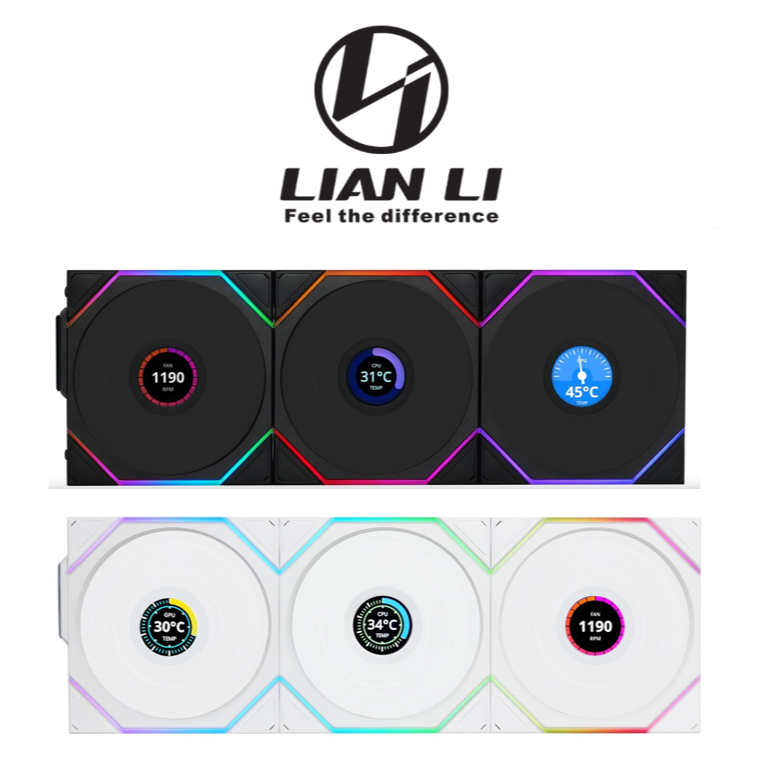 FAN (พัดลมเคส) Lian Li UNI FAN TL 120 LCD Wireless [Reverse] TL120 (Black / White)