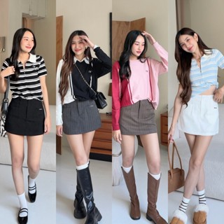 NICHARIS - กระโปรงสั้นเอวสูงมีกางเกงด้านใน รุ่น Quinn skirt