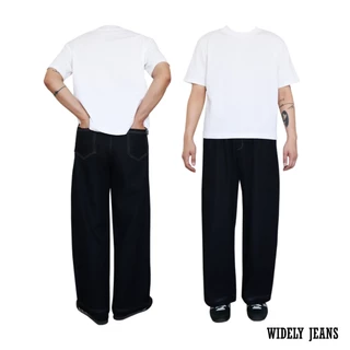 JAMANBKK / WIDELY JEANS / กางเกงยีนส์ขากระบอก เอวยางยืด