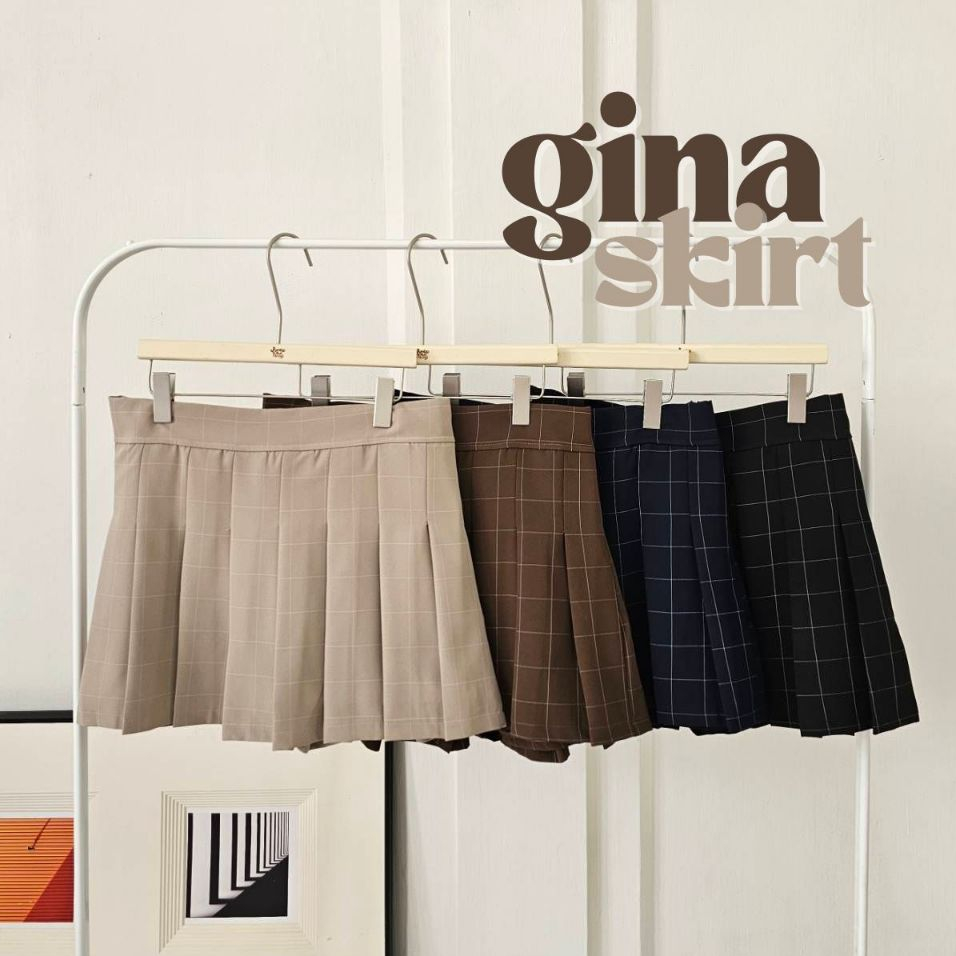 GINA SKIRT 8 สี กระโปรงเทนนิสจีบรอบ เอวฟรีไซส์ 32-42"