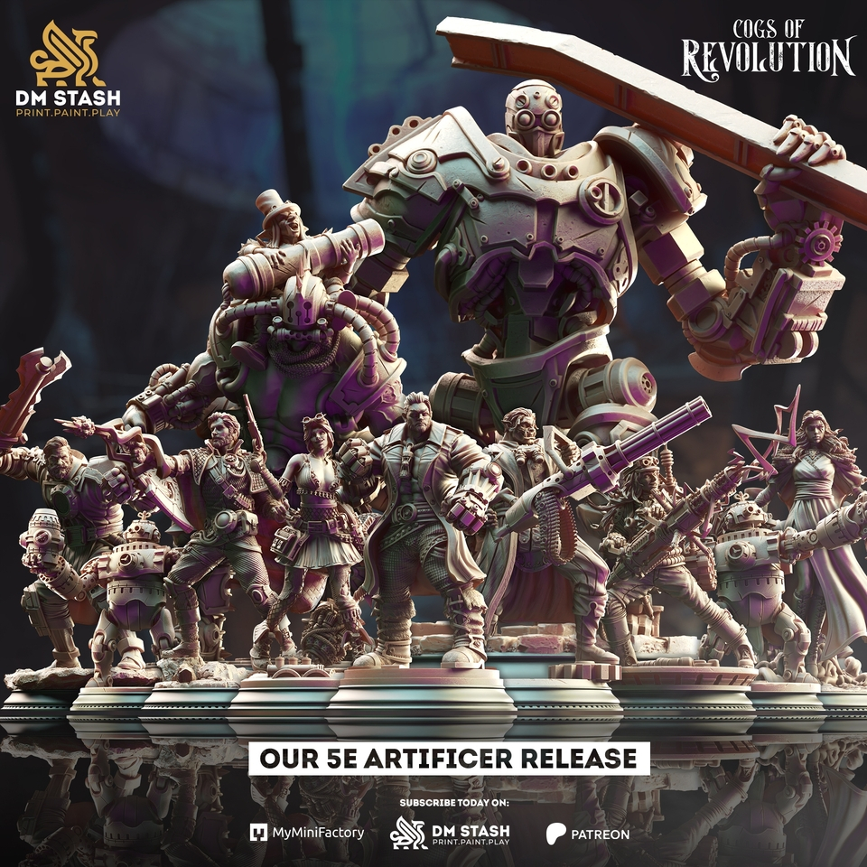[New] DnD Miniature I ชุดฟันเฟืองแห่งกลุ่มปฏิวัติ Iโมเดลบอร์ดเกม (งานเรซิ่นยังไม่ลงสี) ฐาน 1-2 นิ้ว