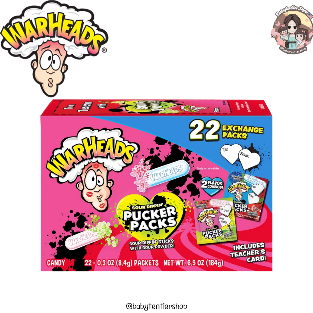 พร้อมส่ง🛵 ลูกอมจุ่มผง Warheads Sour Dippin' Pucker Packs