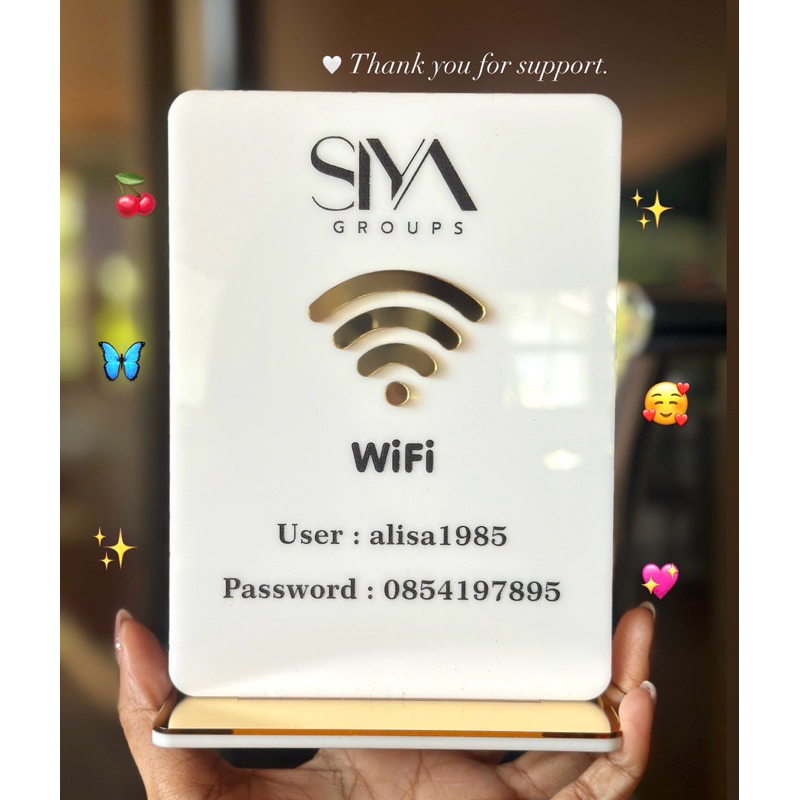 ป้าย WIFI  ตั้งโต๊ะ สวยหรู(มีให้เลือก2ขนาด)ป้ายwifi|ป้ายตั้งโต๊ะ