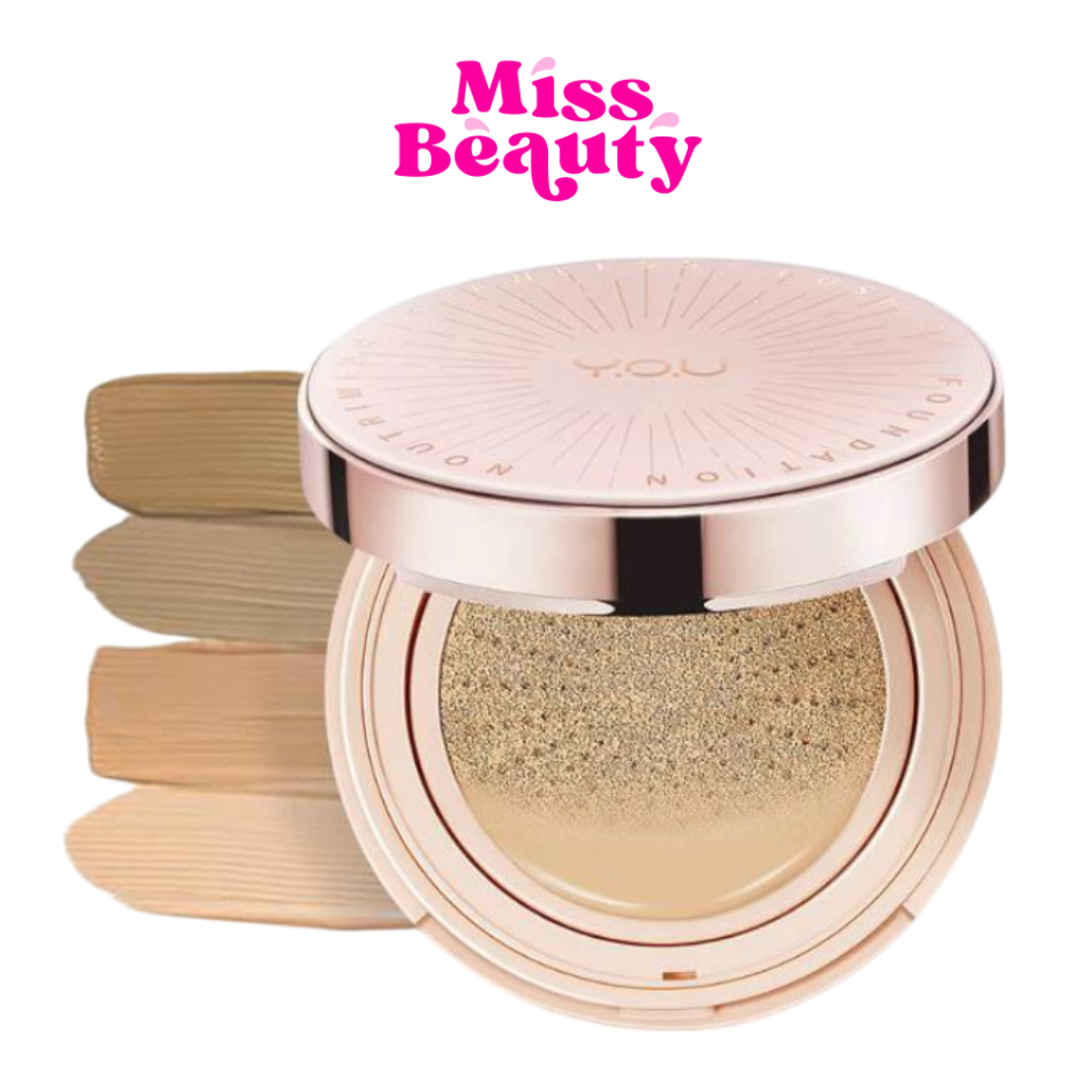 (ตลับ) YOU NoutriWear+ Flawless Cushion Foundation วายโอยู นูทริแวร์พลัส ฟลอเลท คุชชั่น ปกปิด บางเบา