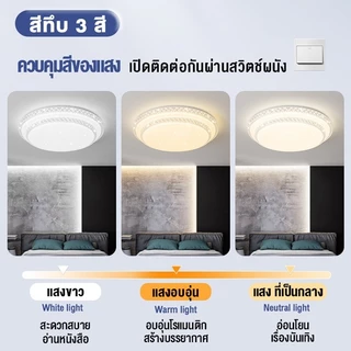 โคมไฟเพดาน led โคมไฟระย้า ตกแต่งห้องนั่งเล่น สไตล์โมเดิร์นมินิมอล ด้วยรีโมทคอนโทรลเพื่อเปลี่ยนแสง 3สี