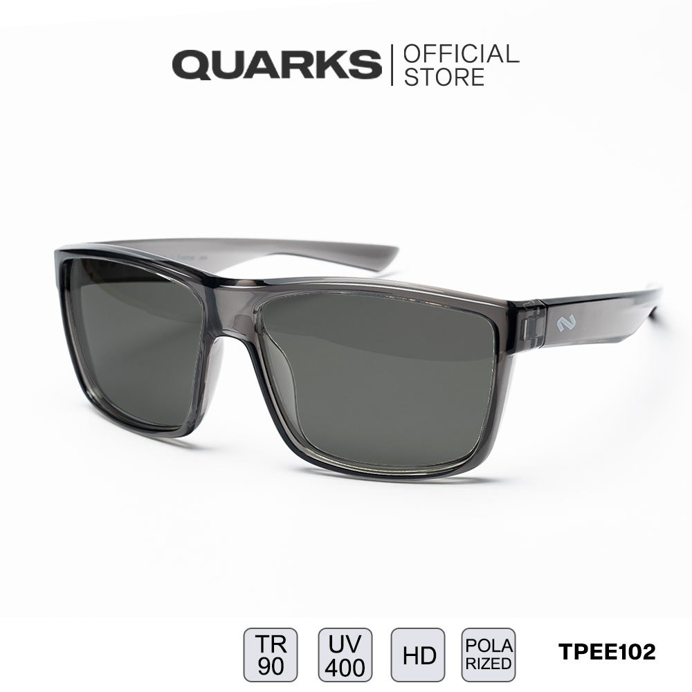 QUARKS TPEE102 แว่นตากันแดดเฟรมเทาใส เลนส์โพลาไรส์ HD POLARIZED + UV400 PROTECTION