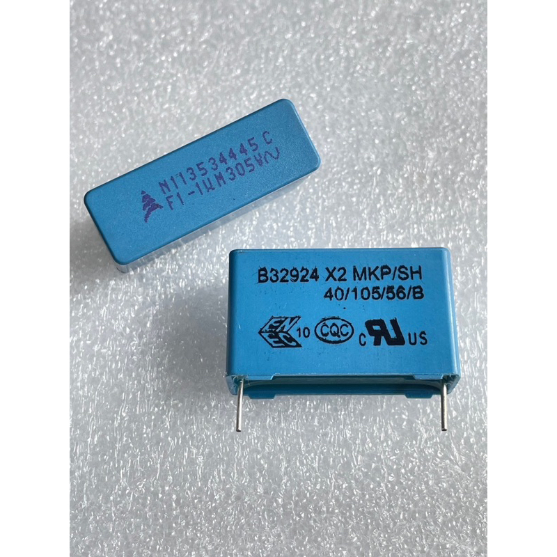 (แพ็ค1ตัว) 1UF 305V Cโพลี ยี่ห้อ EPCOS ขาห่าง 28มิล ตัวสีฟ้า Capacitor โพลี 1uf 305v C1UF C305V C1UF