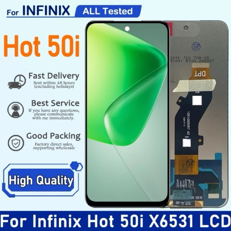 หน้าจอ LCD "สําหรับ Infinix Hot 50i X6531 X6531B จอแสดงผล LCD Touch Screen Digitizer Assembly