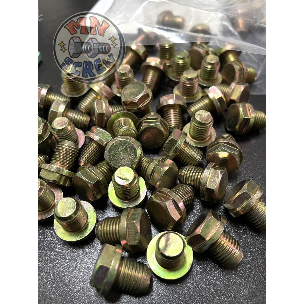 น็อตถ่ายน้ำมันเครื่อง M 13x1.5 (หัวเบอร์17) WAVE/SONIC ซ่อมขยายเกลียว S-1 พร้อมแหวนมีเนียม//แหวนทองแดง