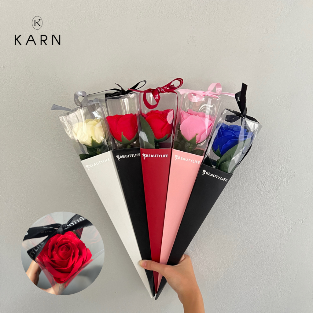 KARN ดอกกุหลาบ ทานตะวันประดิษฐ์ในกล่องยาว 40 cm พร้อมโบว์ผูก ของขวัญให้แฟน เพื่อน ผู้ใหญ่ รับปริญญา วาเลนไทน์