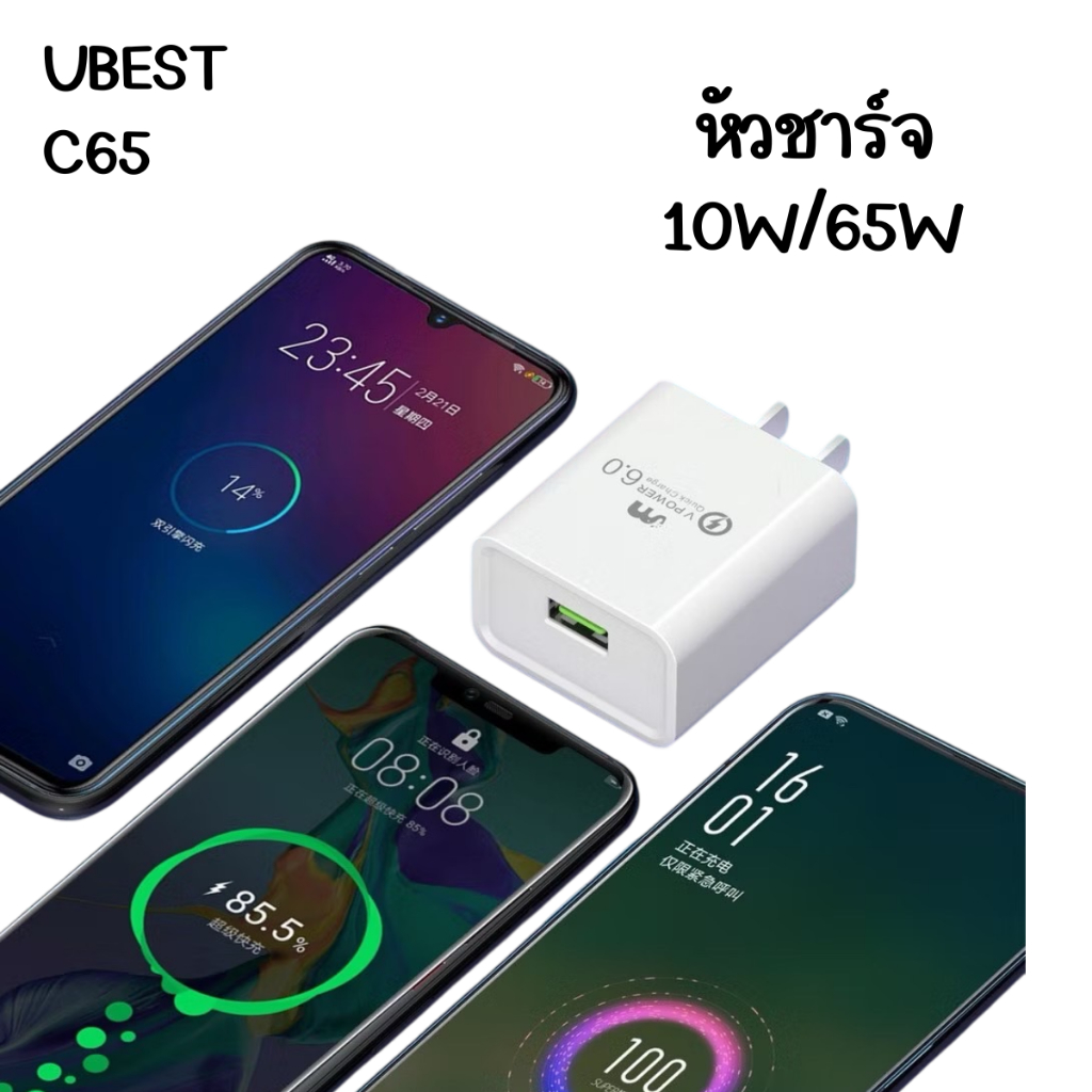 หัวชาร์จ C65 ชาร์จเร็ว ของแท้100% หัวชาร์จ 65W หัวชาร์จUSB