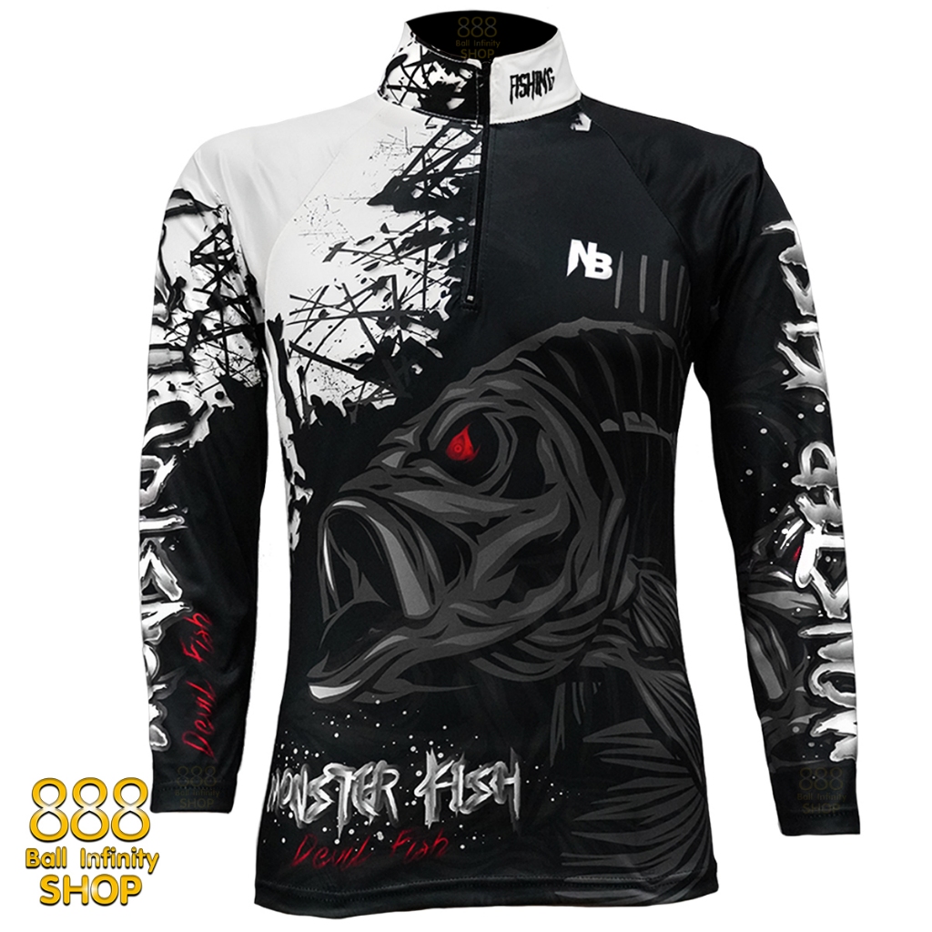 เสื้อตกปลา,ปั่นจักรยาน Devil Flsh Monster Fish มีให้เลือก 2 สี (สินค้าพร้อมจัดส่ง) ป้องกันแสง UV