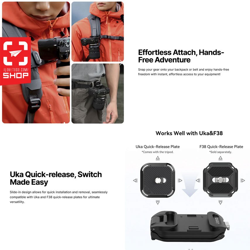 เพลท Ulanzi - UKA07 Quick-release Kit for Camera Backpack Strap Clip C035