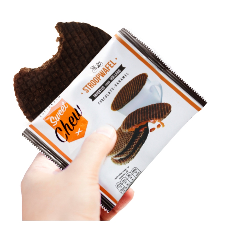 (1 ชิ้น/ซอง) SweetChew Stroopwafel วาฟเฟิลสอดไส้คาราเมล สตรูปวาฟเฟิล รสออริจินัล และรสช็อกโกแลต - รูปที่ 2