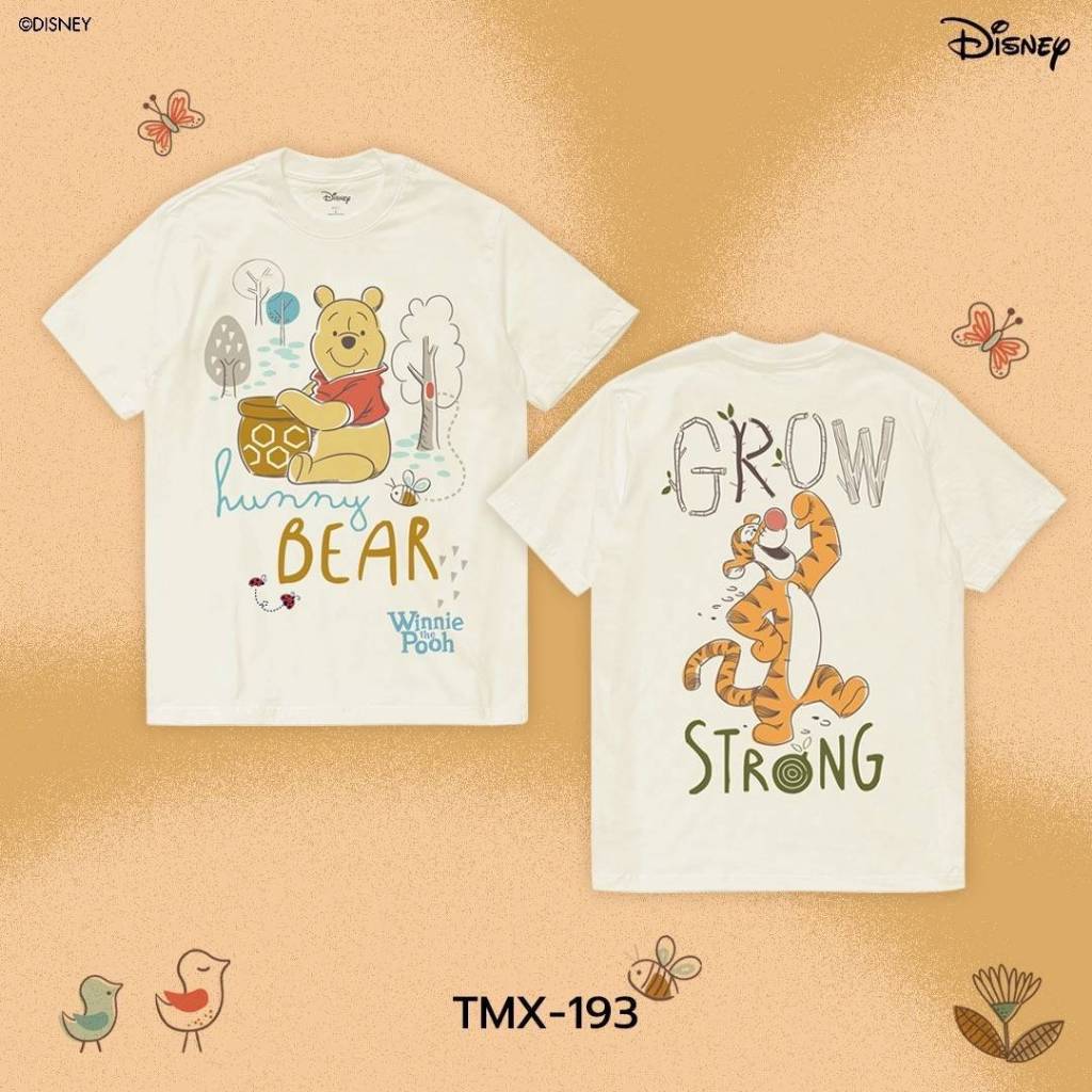 Power 7 Shop เสื้อยืดการ์ตูน ลาย "Winnie the Pooh" ลิขสิทธ์แท้ DISNEY(TMX-193-สีครีม)