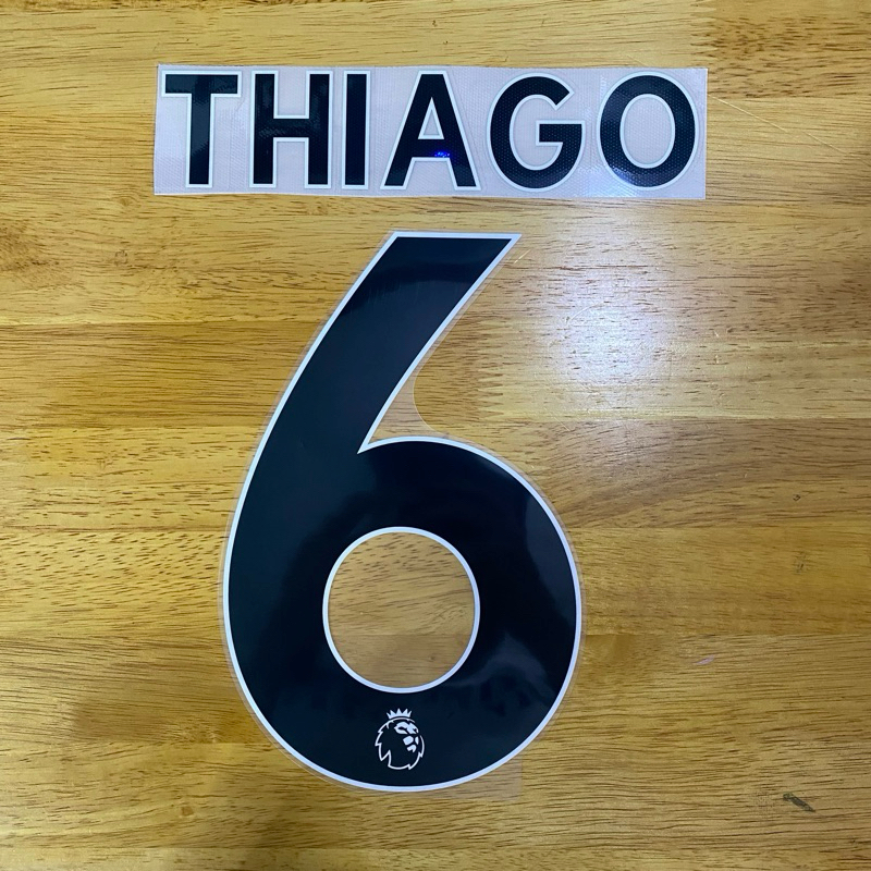 [ของแท้] ชื่อและเบอร์นักเตะ Thiago ของ Liverpool  สีดำ Font Premier League ของ Avery Dennison ของแท้