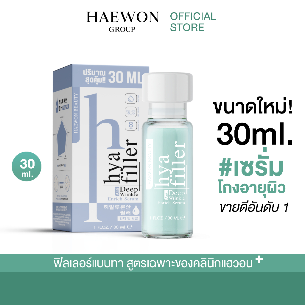 HAEWON Hyaluron Filler serum แฮวอน ฟิลเลอร์แบบทา เซรั่มไฮยา ลดริ้วรอย ตีนกา ร่องลึก