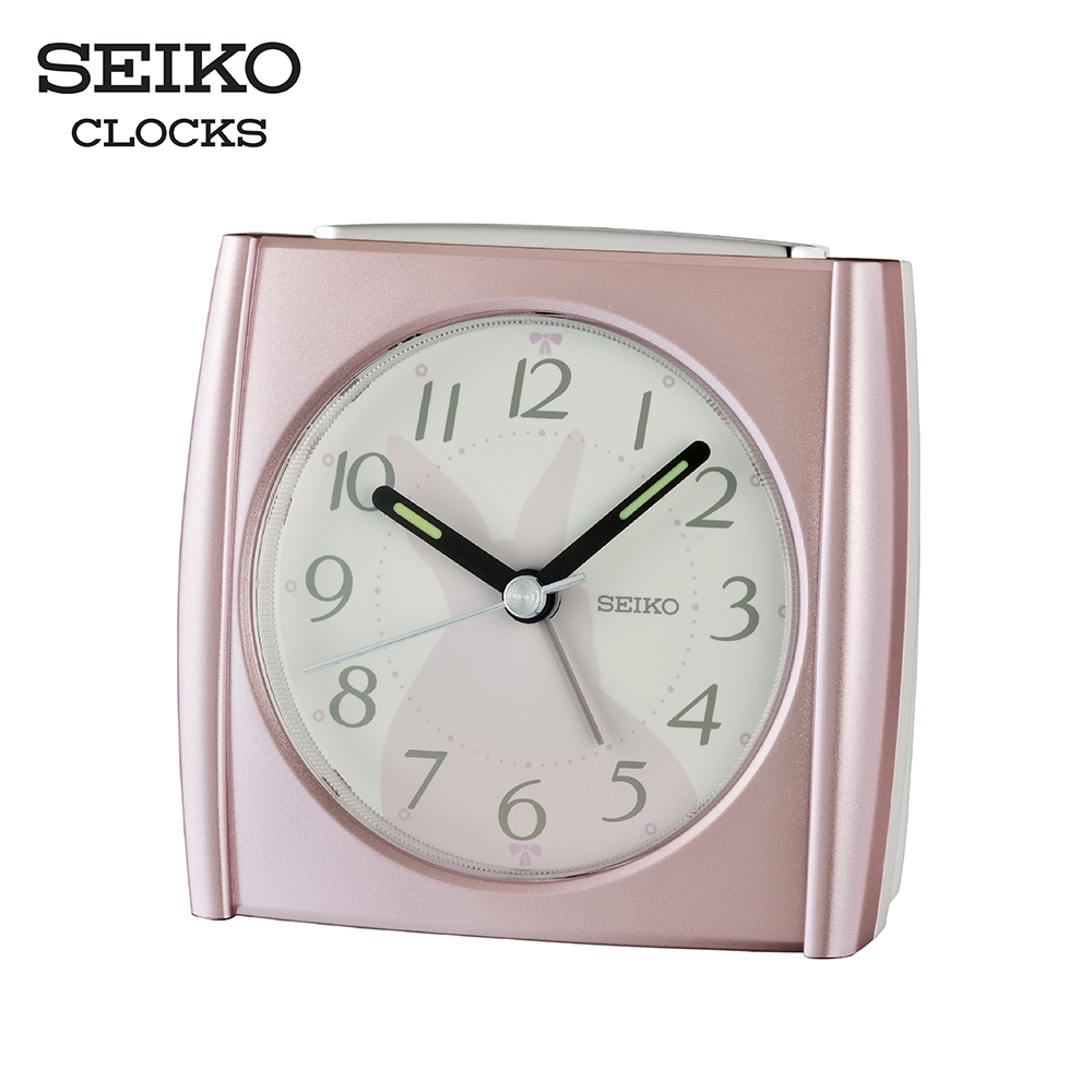 SEIKO CLOCKS นาฬิกาปลุก รุ่น QHE209P ขนาด 3.3 x 3.5 นิ้ว เดินเรียบ สีชมพู