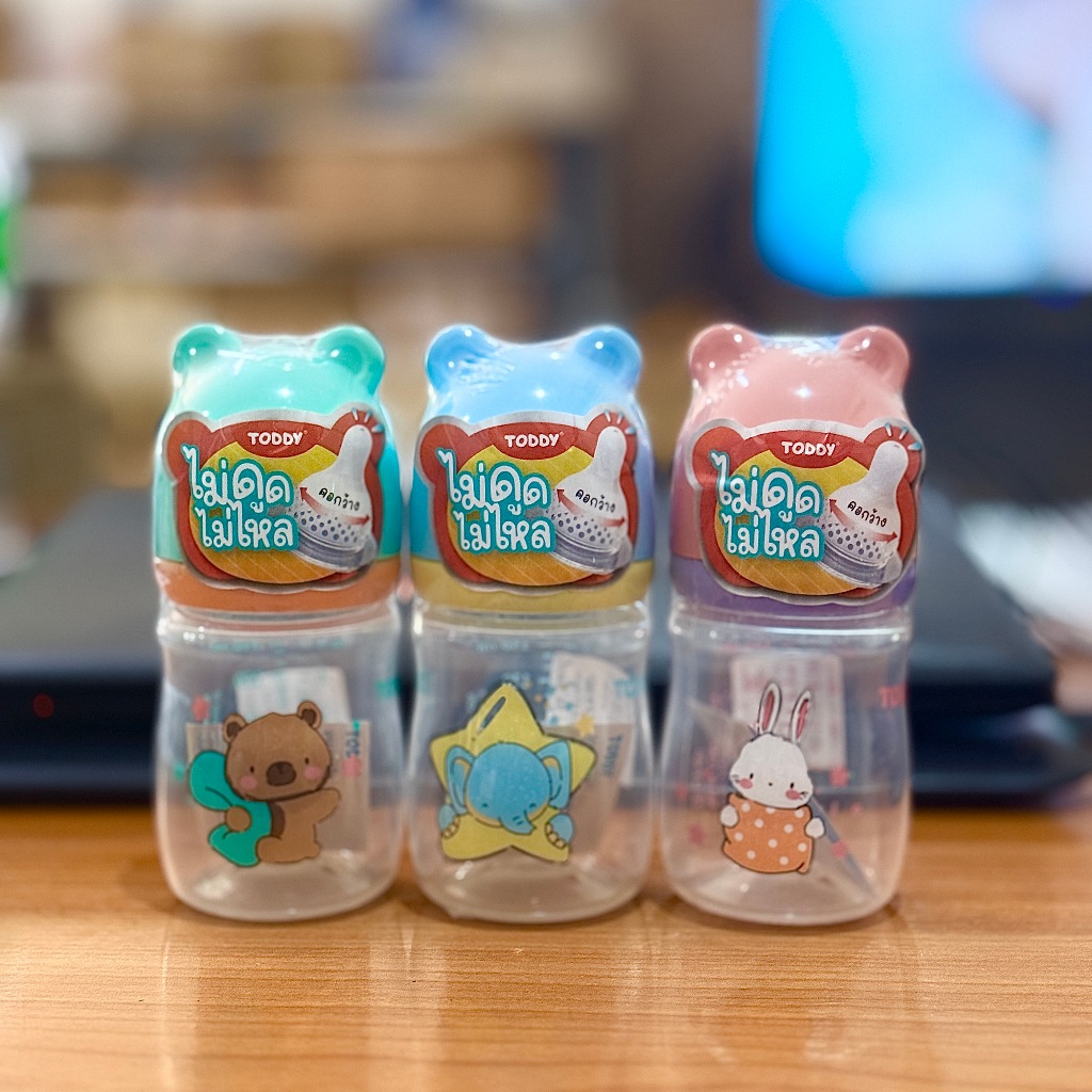 Toddy ทอดดี้ ขวดนมคอกว้างพร้อมจุกนมไม่ดูดไม่ไหล