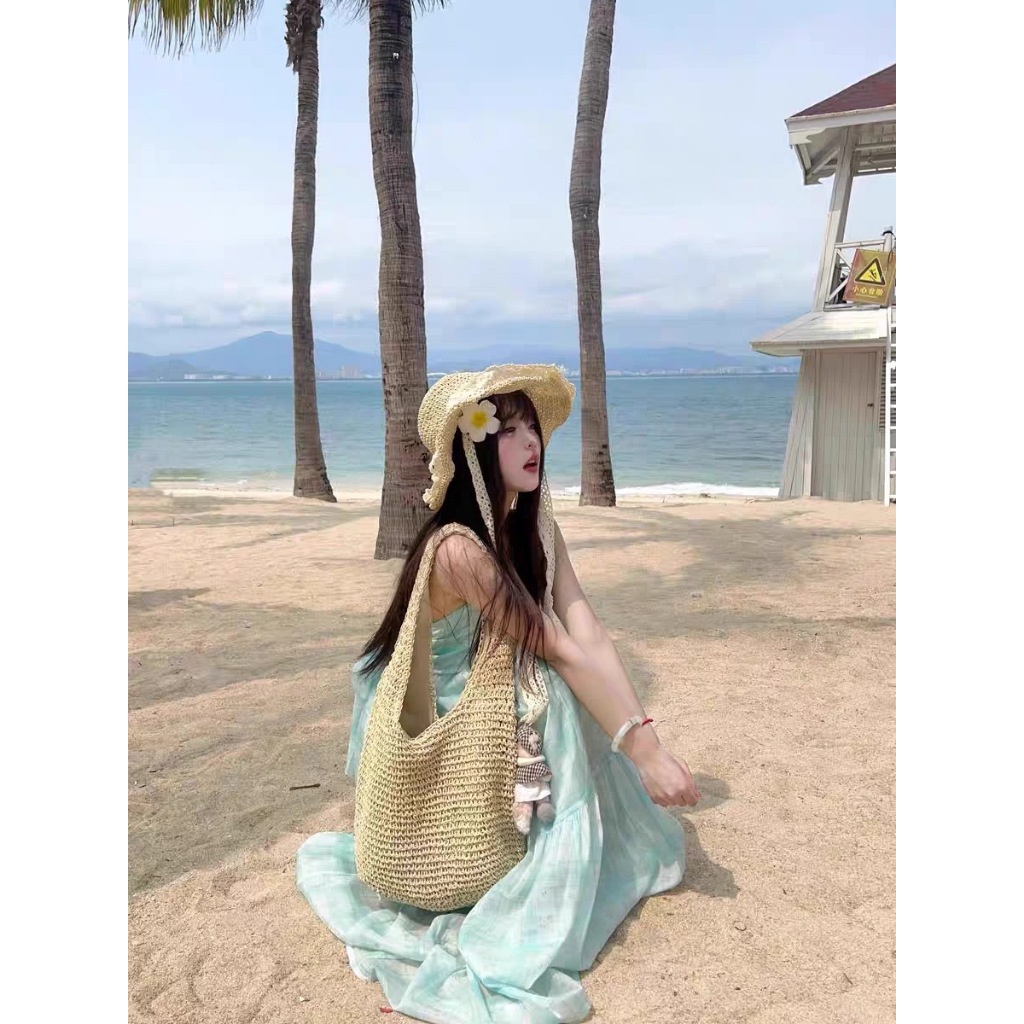 สไตล์เกาหลีใหม่กระเป๋าสาน กระเป๋าถัก hobo BAG ทรงย่าม มัซับใน(จัดส่งจากประเทศไทย)