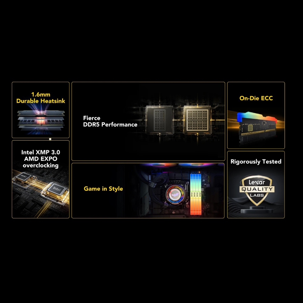 แรมพีซี LEXAR® THOR RGB DDR5 DESKTOP MEMORY 16GB DUAL PACK (LD5U16G60C38BG-RGD)_4