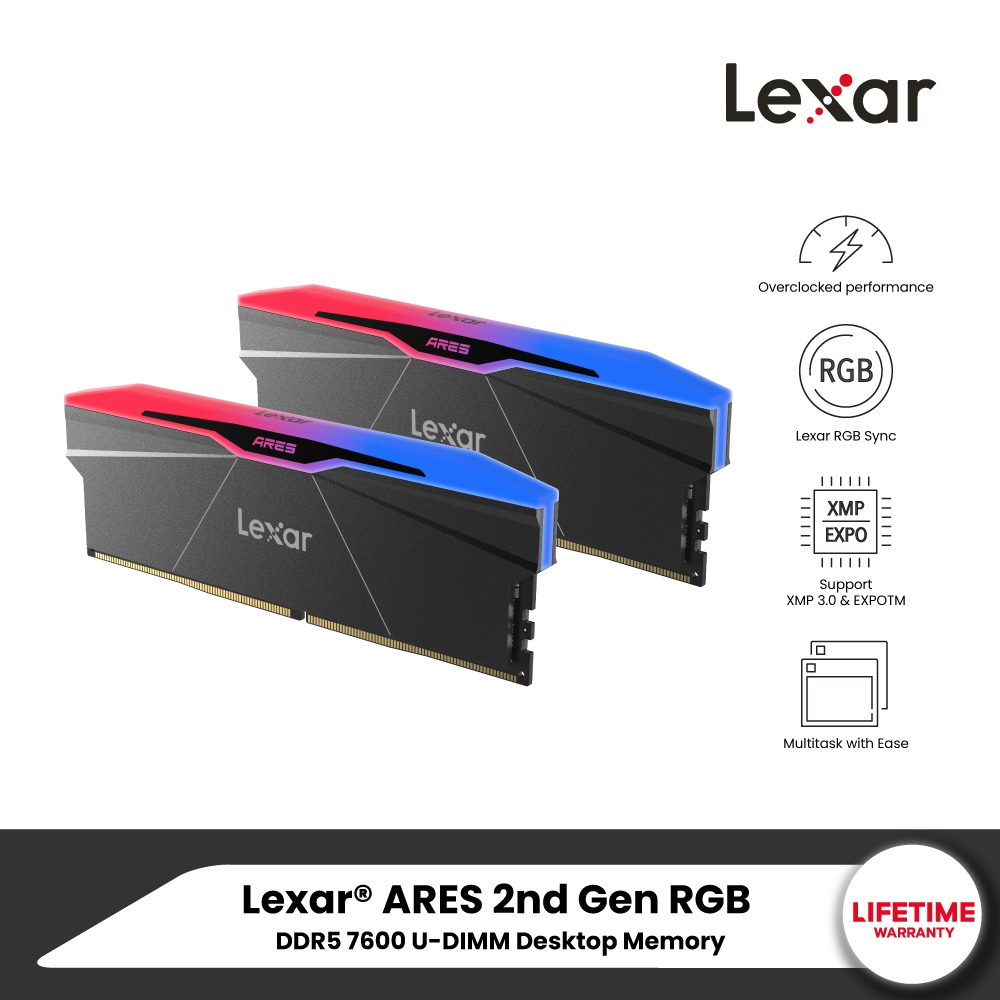 แรมพีซี LEXAR® ARES RGB 2ND GEN DDR5 DESKTOP MEMORY 7600 32GB KIT (LD5U16G76C36BR-RGD)_7