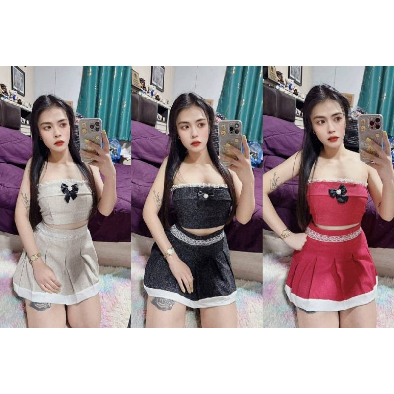 ชุดเซต2ชิ้น ผ้าทอสีพื้น มีซับใน ราคาถูกคุ้มมาก
