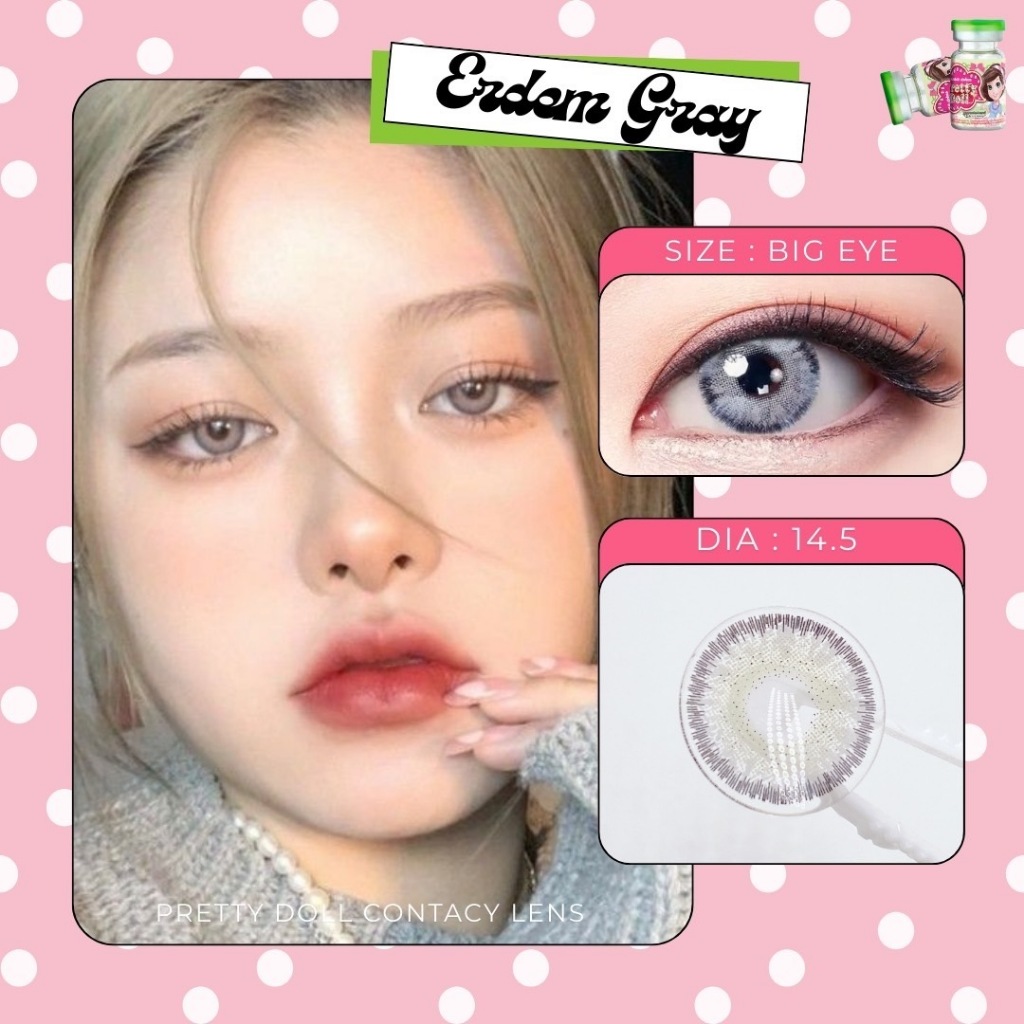 (COD) คอนแทคเลนส์ contactlens สายฝ รุ่น Erdem สายตา+ปกติ Prettydoll 0.00 ถึง-6.00 เลนส์นิ่ม ใส่สบายต