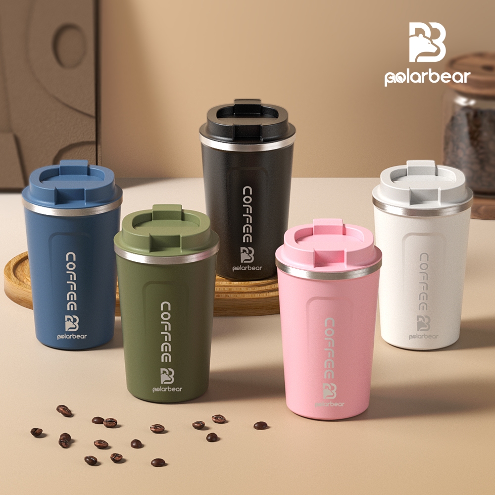 Polarbear แก้วกาแฟพกพา เก็บความเย็น 380ML 510ML แก้วกาแฟ แก้วเก็บอุณหภูมิ สแตนเลสแบบพกพา น้ำสแตนเลส