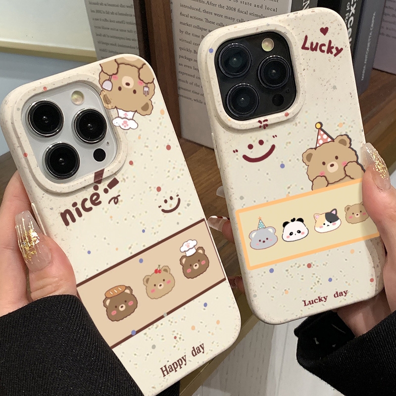 Wheat เคส สำหรับ iPhone 11 12 13 14 15 16 Pro Max 6 8 7 15 14 Plus X XR XS Max SE 2020 2022 หมี อ่อนนุ่ม TPU กันกระแทก