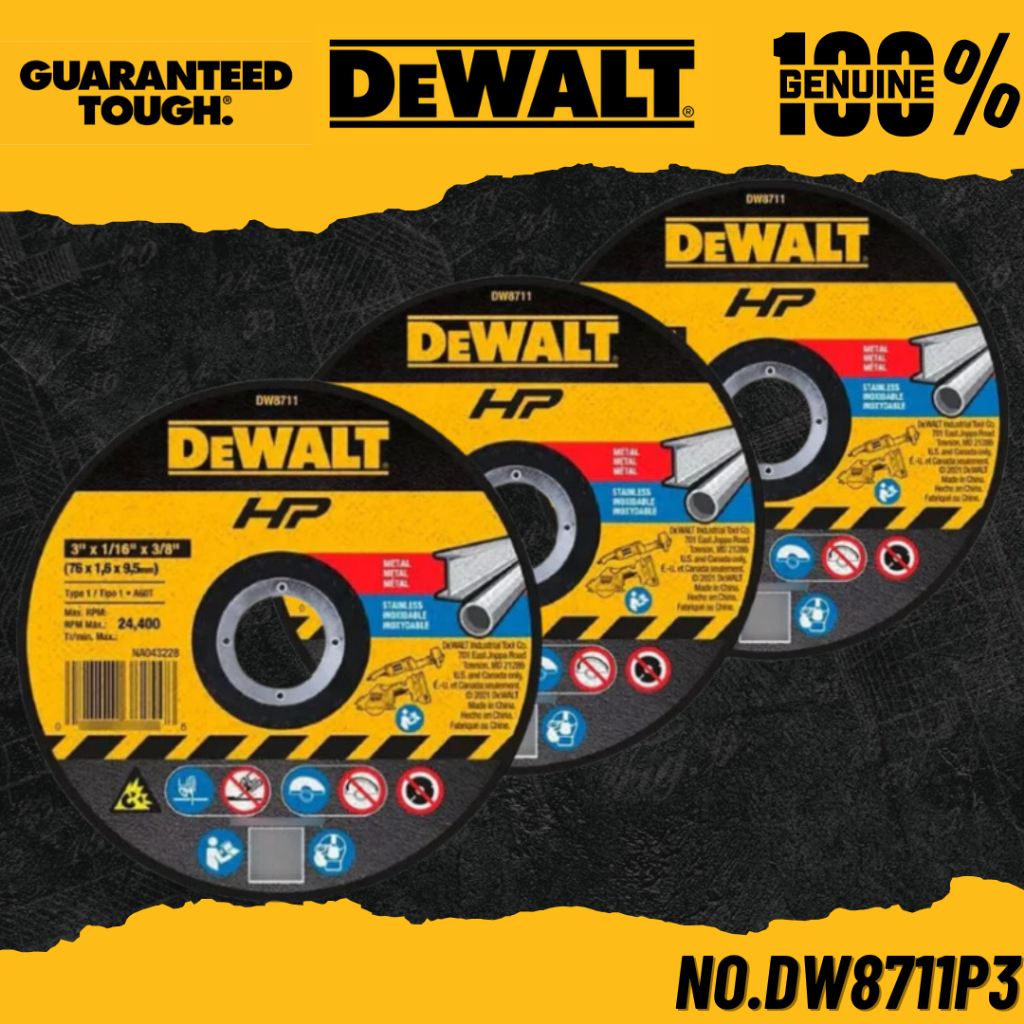 DEWALT ใบตัดเหล็ก-สแตนเลส 3 นิ้ว 3แผ่น สำหรับ DCS438 No.DW8711P3