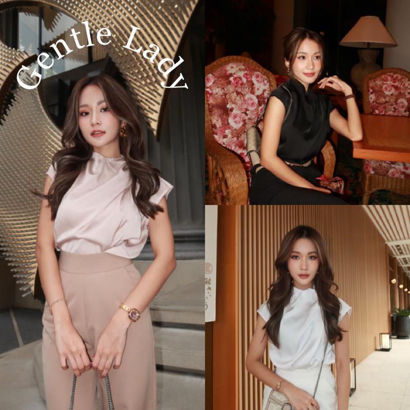 Gentle Lady : เสื้อซาตินคอปีนซิปหลังรุ่นขายดี!!