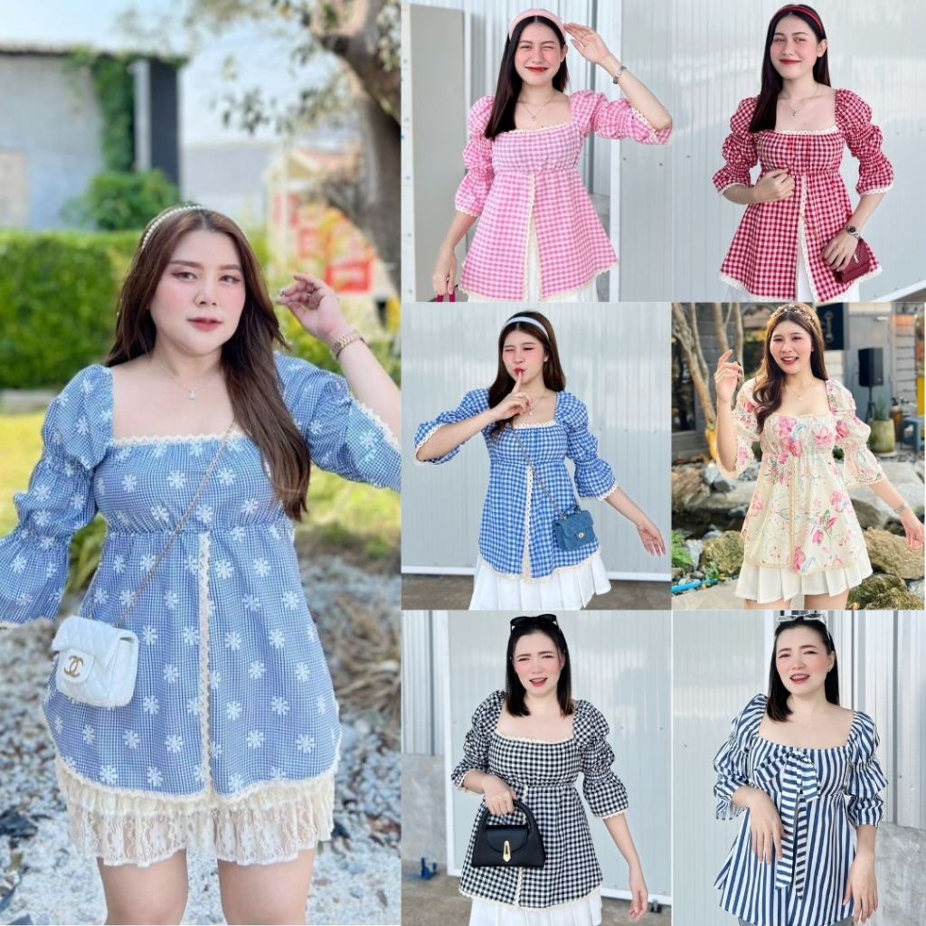 เสื้อแฟชั่นญาญ่าแขนยาว สำหรับสาวอวบ/สาวไซส์เล็ก เสื้อฟรีไซส์ อก34-42