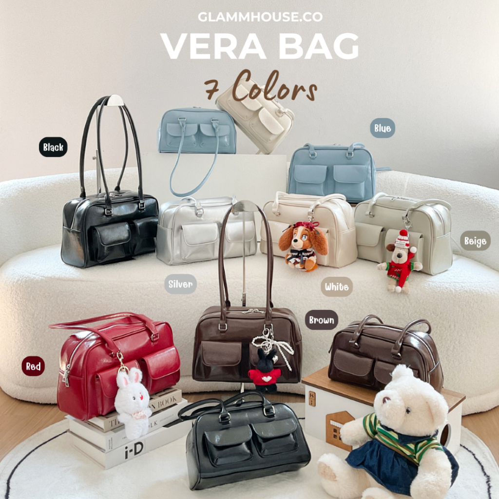 Glammhouse - Vera bag กระเป๋าสะพายข้างสไตล์เกาหลี ตัวนี้จะเป็นหนังเงาสวย กันน้ำได้ ใบใหญ่จุของจำเป็นได้ครบ