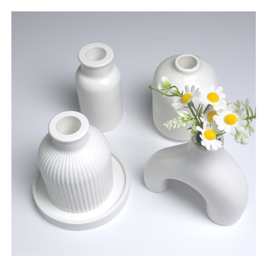 แจกันปูน ดีไซน์น่ารัก ใช้ตกแต่งบ้านโต๊ะทำงาน ร้านกาแฟ มุมโปรด สไตล์มินิมอล