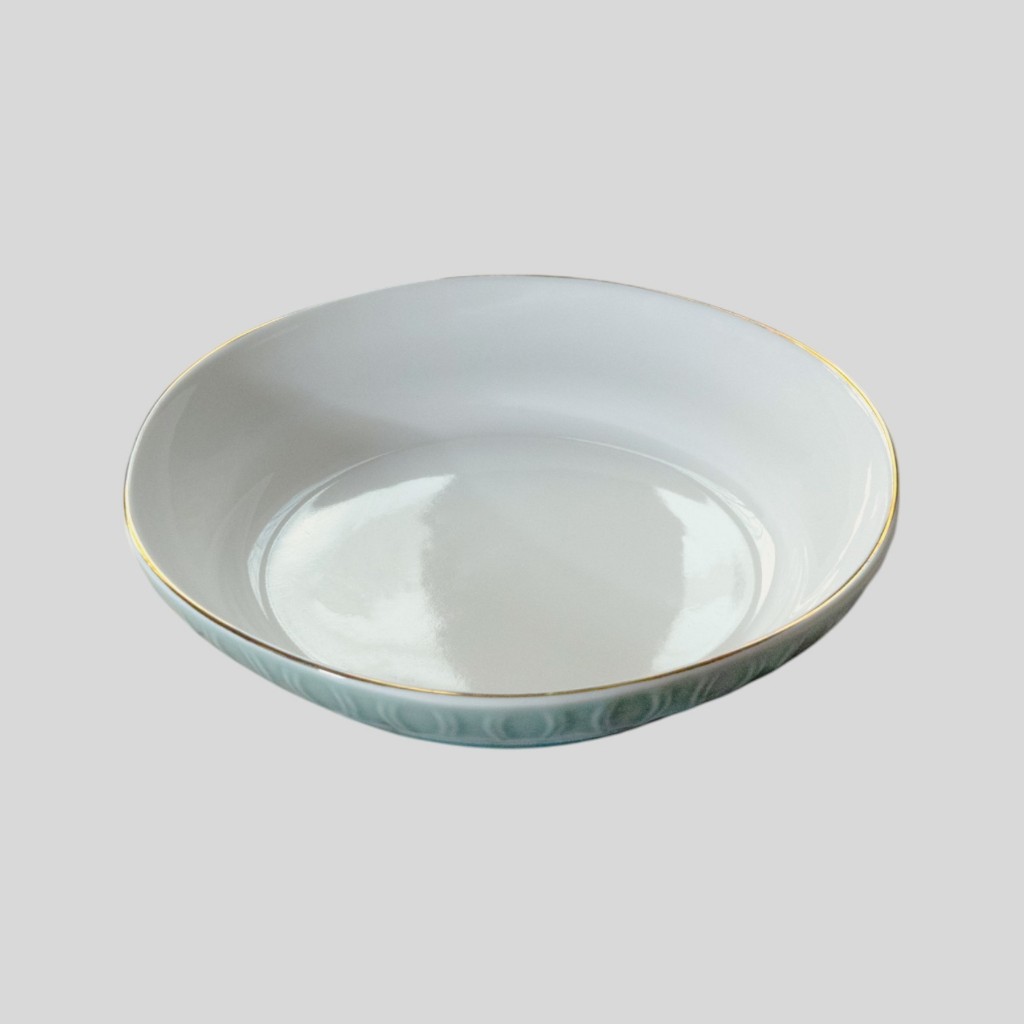 Serene ceramic เซรามิก 8นิ้ว สีฟ้า สไตล์ญี่ปุ่น จานอาหาร ชุดจาน ลายเส้น สีธรรมชาติ ทนทานจ ไม่สารพิษ