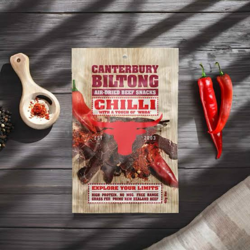 T east Canterbury biltong chilli / original 40g. บาร์บีคิว/ดั้งเดิม / พริก เนื้อวัวอบแห้ง นำเข้าจากนิวซีแลนด์🇳🇿