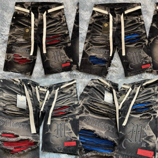 กางเกงยีนขาสั้นสีดำฟอกสวยๆ งานแต่งสกรีนแบบพรีเมี่ยม รุ่นใหม่…