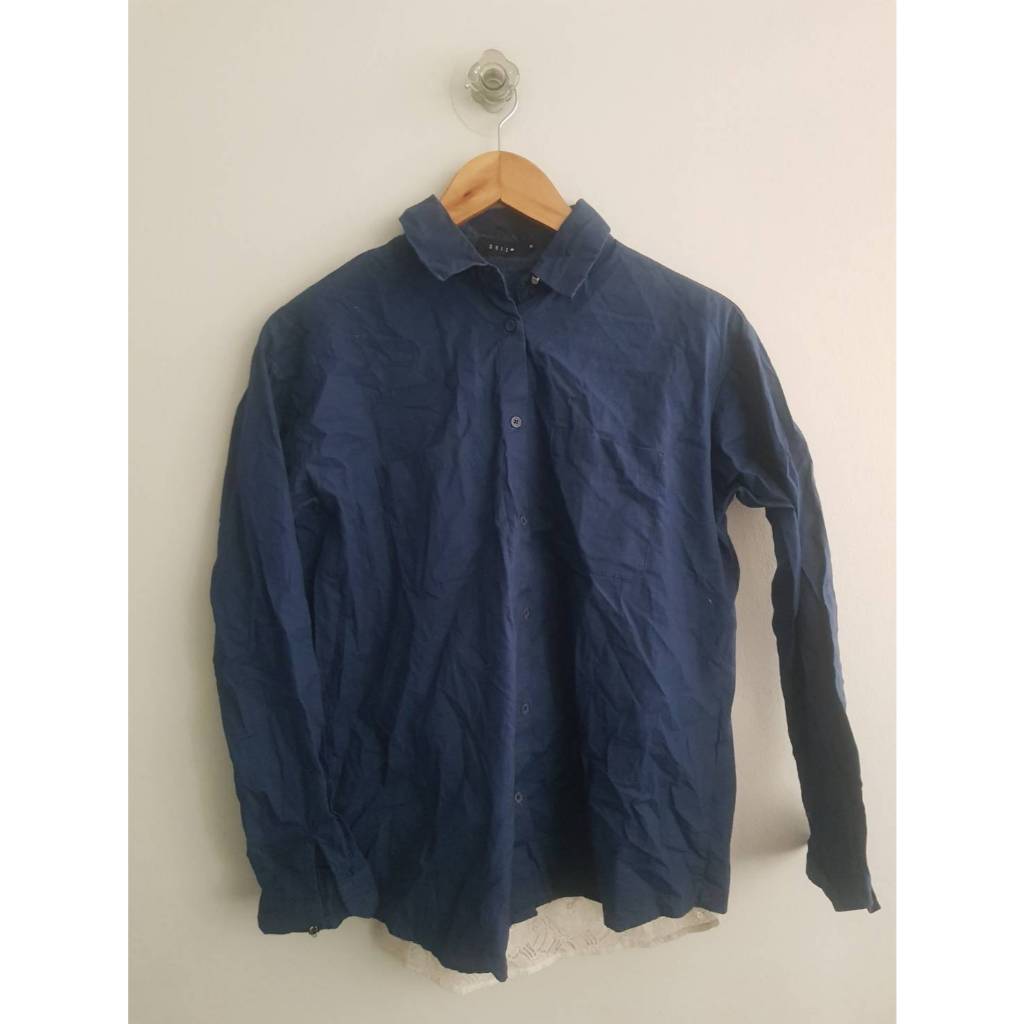 NVBเสื้อเชิ้ตผ้าคอตตอนแต่งลูกไม้หลัง UGIZ 42/22