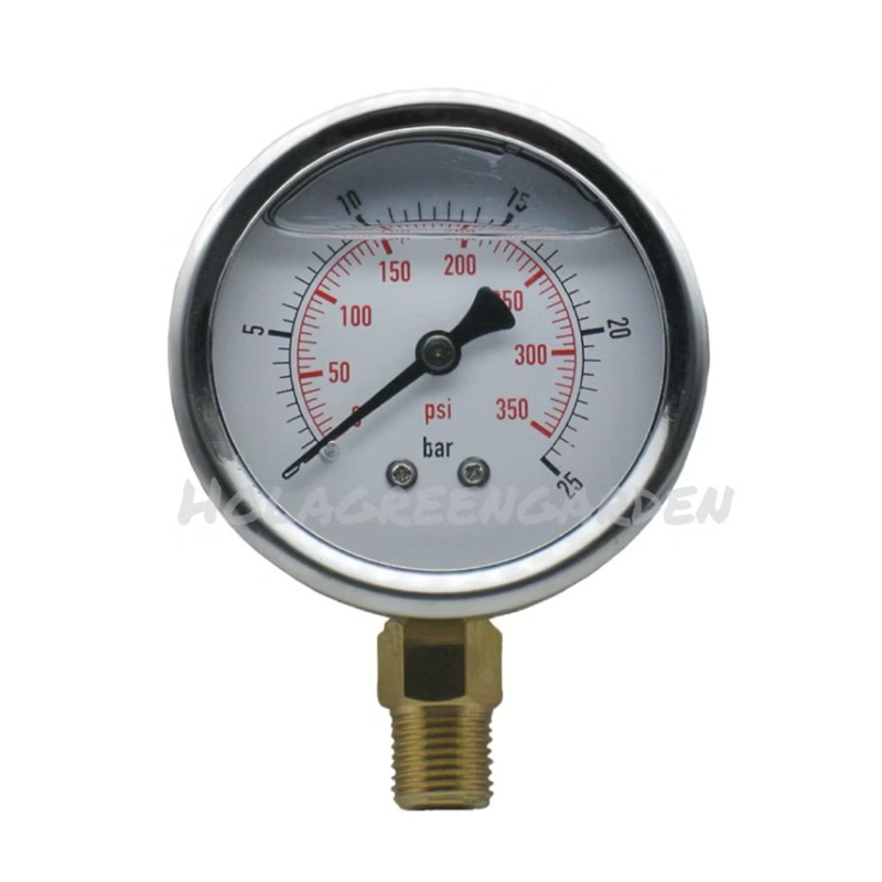 เกจวัดแรงดันน้ำ เกจวัดแรงดันลม Pressure Gauge ชนิดน้ำมัน Meter Gauge25bar เกลียวนอก 1/4 2หุน 12.7mm