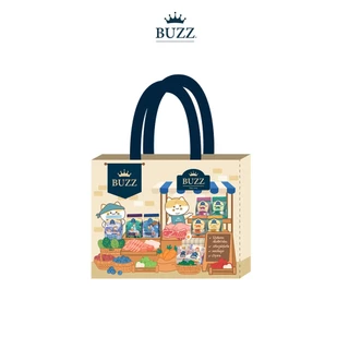 [GIFT] BUZZ ถุงผ้าสปันบอนด์ ลายพิเศษสุนัขและแมว กับร้านอาหารบัซซ์ทุกรสชาติ (2ด้าน)  ขนาด L
