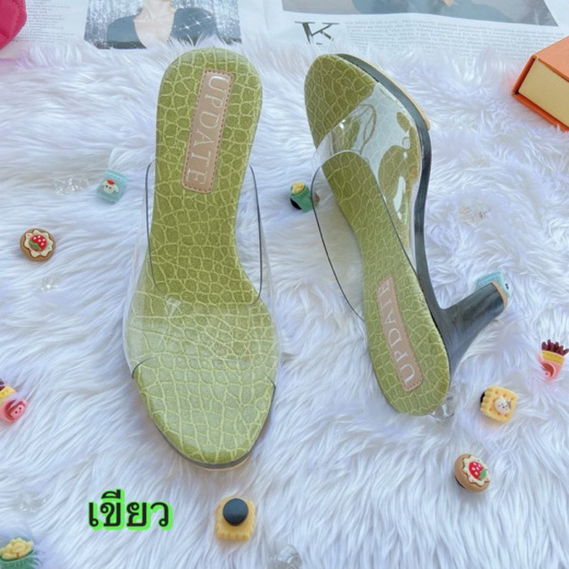 รองเท้าส้นสูง 3.5 นิ้ว หน้าใส คาดนิ่ม เสริมพื้นหน้า เดินใส่สบายมาก