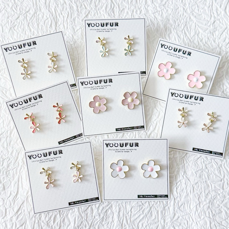 ต่างหูดอกไม้ [พร้อมส่ง+ใช้โค้ดลดเพิ่ม ] ◞♡. ต่างหูคู่โปรด ꔛ ต่างหูแฟชั่น ต่างหูน่ารัก งานเกาหลี