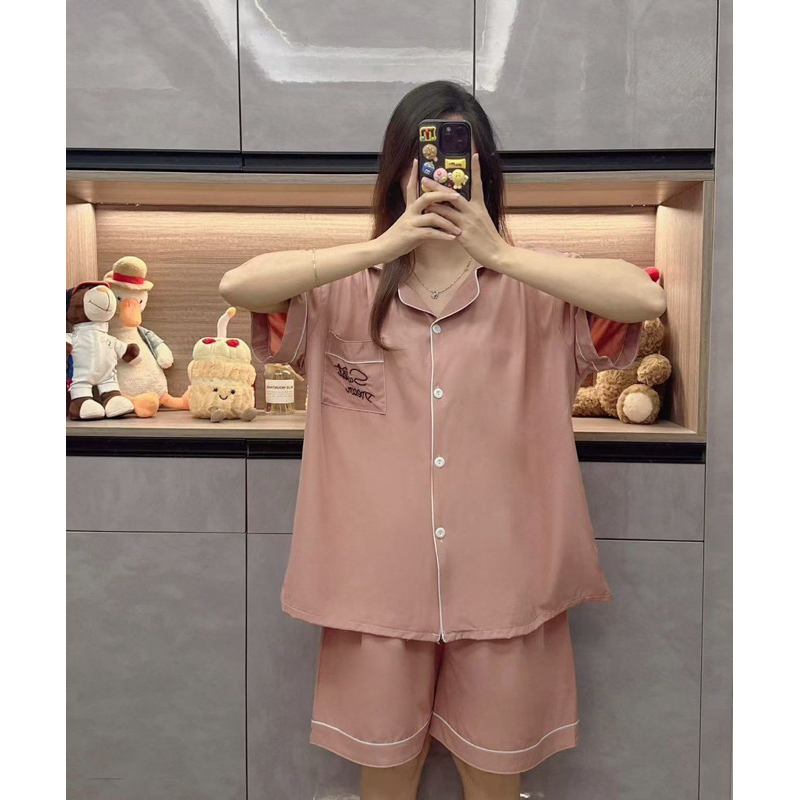 พร้อมส่ง!!!ชุดนอนผ้าไหมอิตาลีแขนสั้นขาสั้น อก 52นิ้ว ไซส์ใหญ่