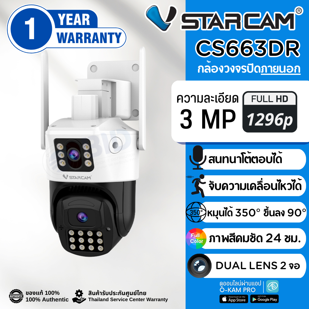 Vstarcam CS663DR Dual-lens 2 เลนส์ กล้องวงจรปิด